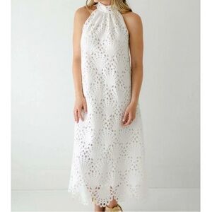 Elegant White Halter Dress